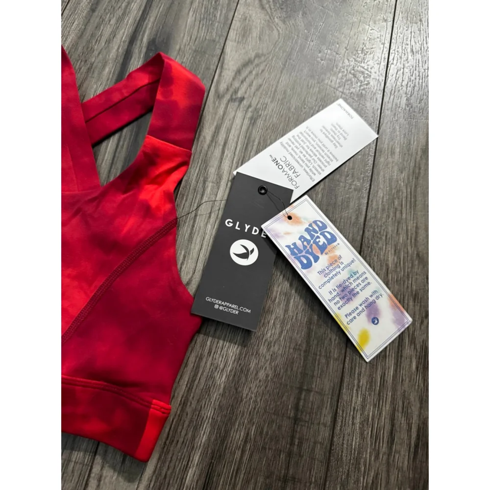 Glyder TieDye Cherry Tonal Dye Full Force Sports Bra XS, retail $56 - Picture 3 of 9